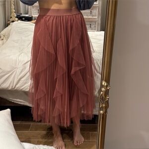 Elegant Women's Tulle Skirt in Dusty Rose